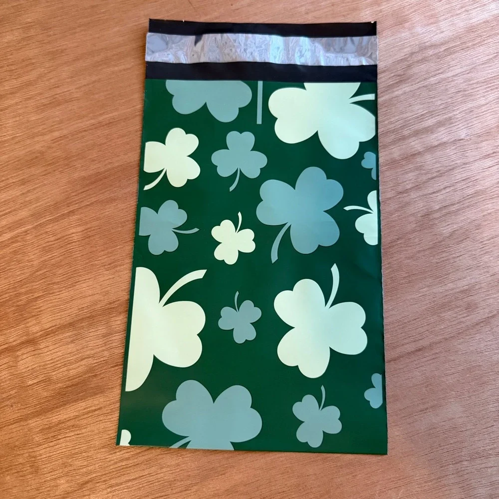Green Shamrock Poly Mailer 6x9 NEW Thank You Bag‎ Shipping Pouch office business